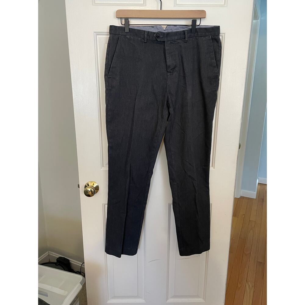 Tommy Hilfiger Mens Pants 34/32 (30) Gray Slim Fit Dress Pants Cotton Blend 2013